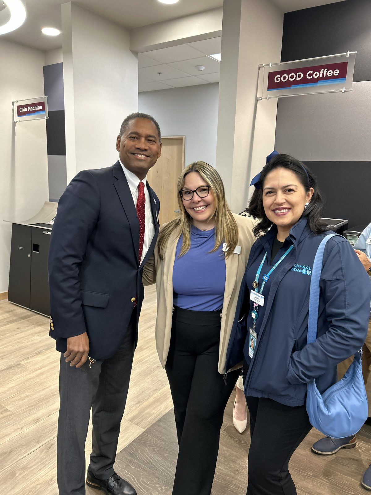 Victor Arias at a community event with local professionals